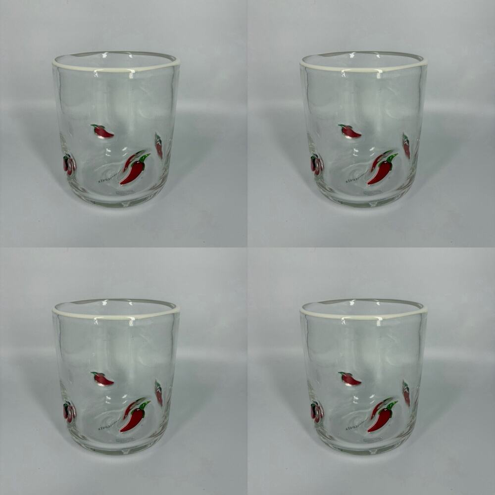 Anthropologie Food and Drink Icon Juice Glass “ Chilli” Set Of 4